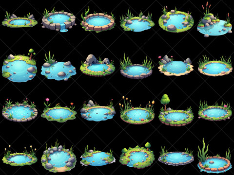 160 Transparent Fantasy Water Ponds Game Asset CG 纹理