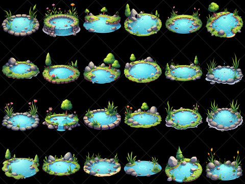 160 Transparent Fantasy Water Ponds Game Asset CG 纹理