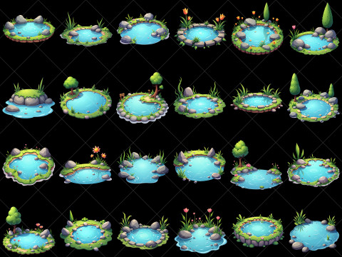160 Transparent Fantasy Water Ponds Game Asset CG 纹理