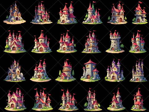 167 Transparent Fantasy Castles and Forts CG Textures