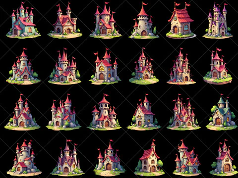 167 Transparent Fantasy Castles and Forts CG Textures