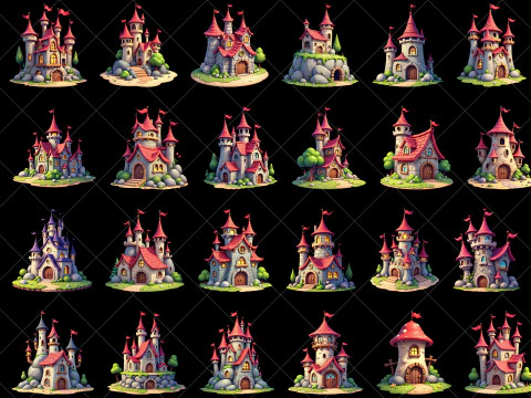 167 Transparent Fantasy Castles and Forts CG Textures
