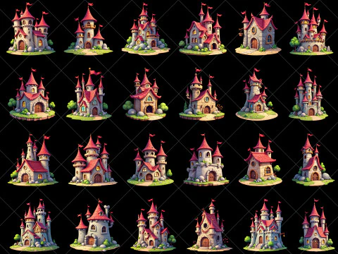 167 Transparent Fantasy Castles and Forts CG Textures