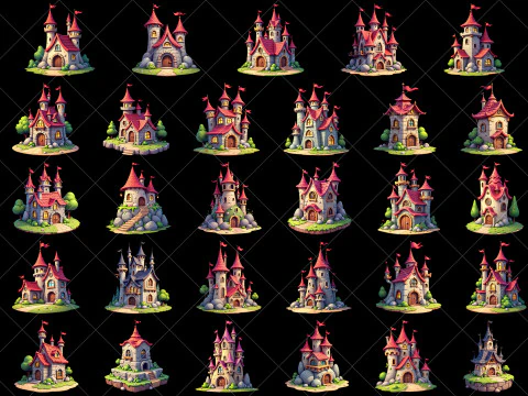 167 Transparent Fantasy Castles and Forts CG Textures