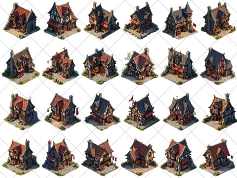 150 Transparent Medieval Shops Game Assets Texturas CG