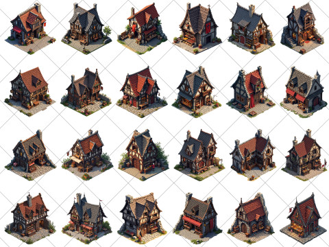 150 Transparent Medieval Shops Game Assets Texturas CG