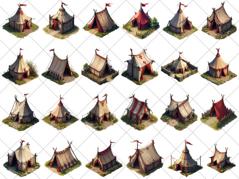 151 Transparent Medieval Tent House Game Assets CG Tekstury