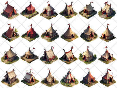 151 Transparent Medieval Tent House Game Assets CG Tekstury