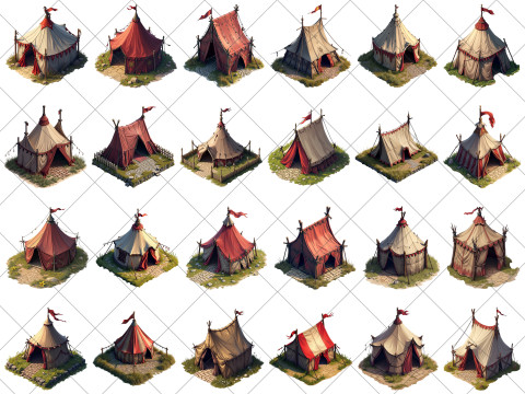 151 Transparent Medieval Tent House Game Assets CG Tekstury