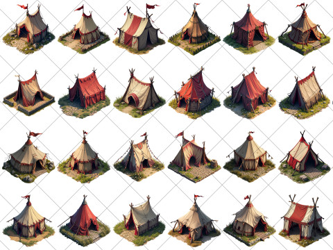 151 Transparent Medieval Tent House Game Assets CG Tekstury