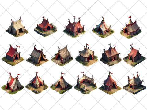 151 Transparent Medieval Tent House Game Assets CG Tekstury
