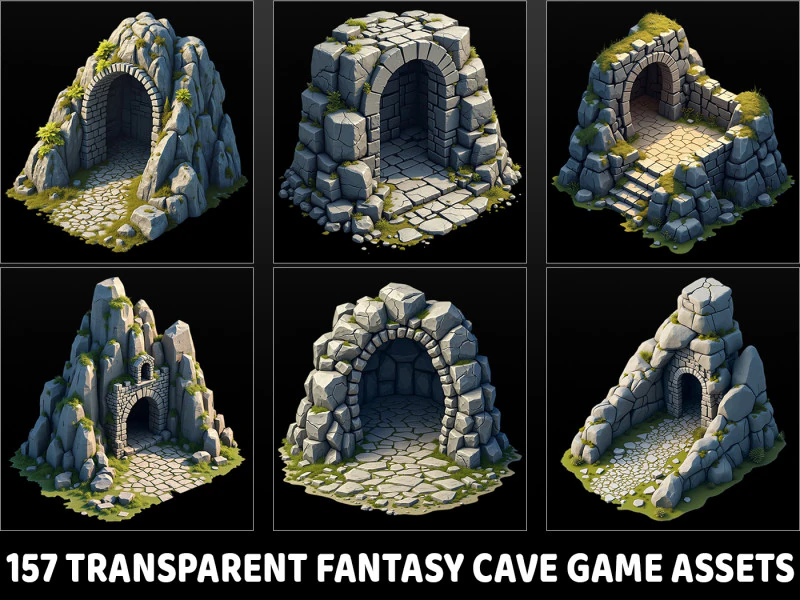 157 risorse di gioco trasparenti Fantasy Cave CG Textures .c4d .max .obj .3ds .fbx .stl .blend