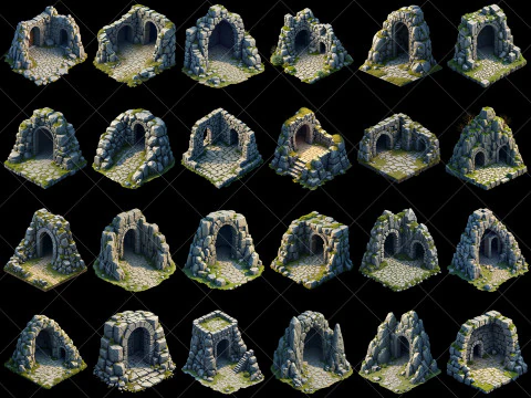 157 risorse di gioco trasparenti Fantasy Cave CG Textures