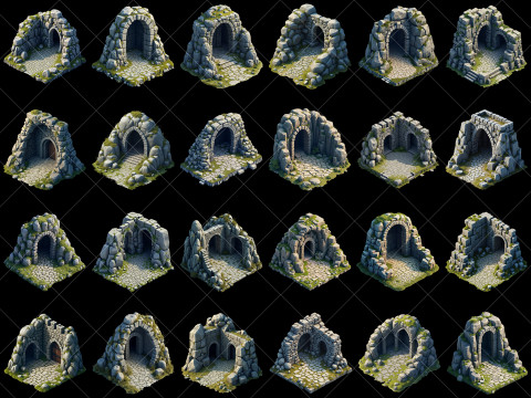 157 Transparent Fantasy Cave Game Assets CG 纹理