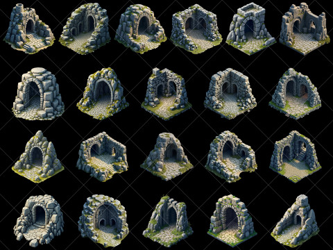157 Transparent Fantasy Cave Game Assets CG 纹理
