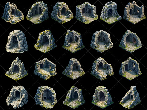 157 risorse di gioco trasparenti Fantasy Cave CG Textures