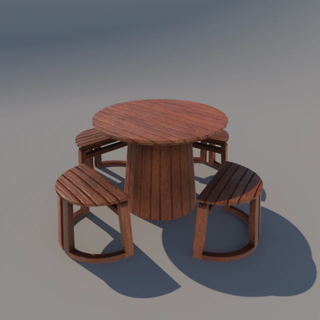 wooden table stool 3D Model .c4d .max .obj .3ds .fbx .stl .blend 