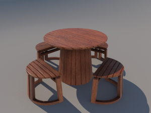 wooden table stool 3Dモデル
