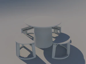 wooden table stool 3D Model
