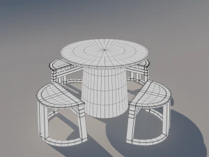 wooden table stool 3D Model
