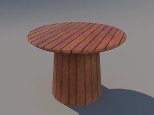 wooden table stool 3D Model