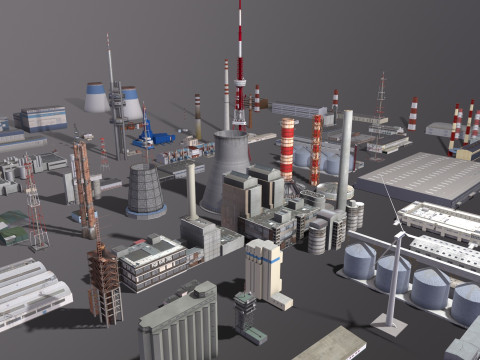 Background Industrial Buildings Pack 401-500 With LODs Model 3D