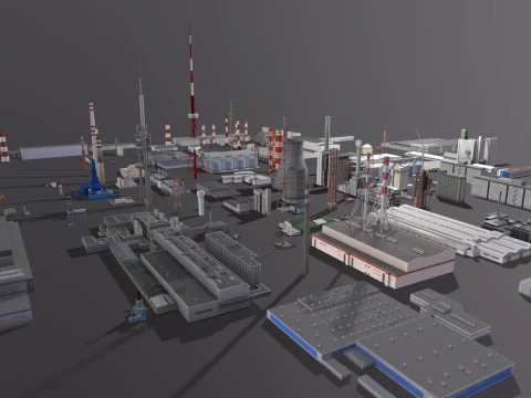 Background Industrial Buildings Pack 401-500 With LODs 3D Model