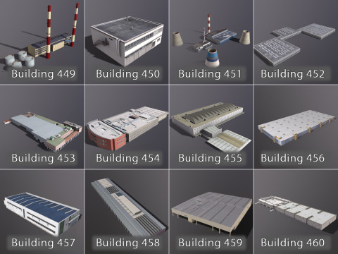 Background Industrial Buildings Pack 401-500 With LODs Model 3D