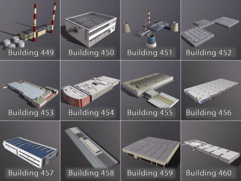 Background Industrial Buildings Pack 401-500 With LODs 3D Model