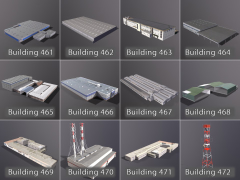 Background Industrial Buildings Pack 401-500 With LODs Model 3D