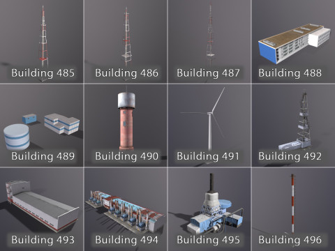 Background Industrial Buildings Pack 401-500 With LODs Model 3D