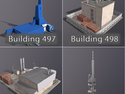 Background Industrial Buildings Pack 401-500 With LODs Model 3D