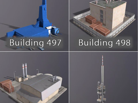 Background Industrial Buildings Pack 401-500 With LODs 3D Model