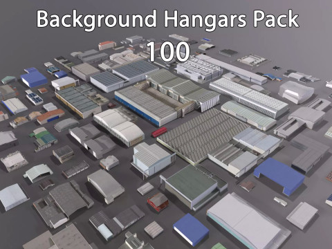 Background Hangars Pack With LODs 3D Модель