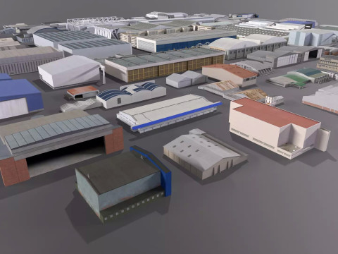 Background Hangars Pack With LODs Model 3D