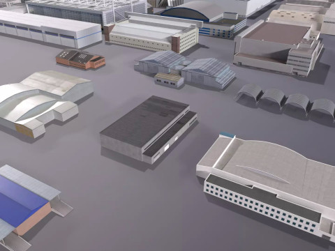 Background Hangars Pack With LODs Model 3D