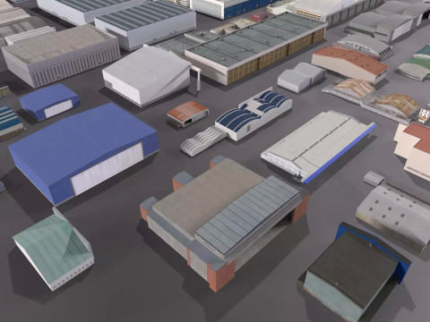 Background Hangars Pack With LODs Model 3D