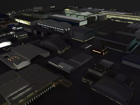 Background Hangars Pack With LODs Model 3D