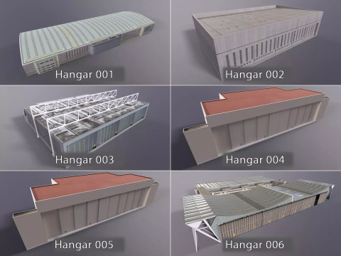 Background Hangars Pack With LODs Model 3D