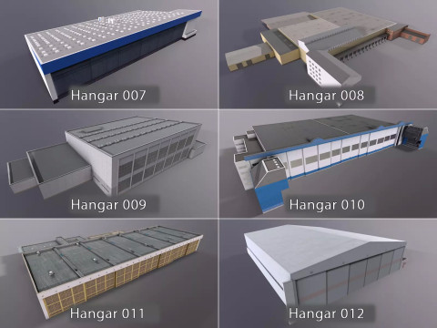 Background Hangars Pack With LODs Model 3D