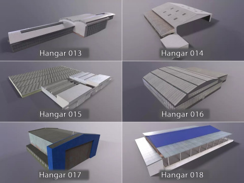 Background Hangars Pack With LODs Model 3D