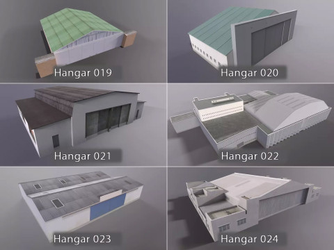 Background Hangars Pack With LODs Model 3D