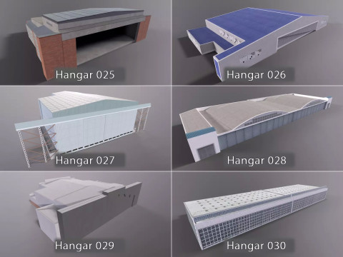 Background Hangars Pack With LODs Model 3D