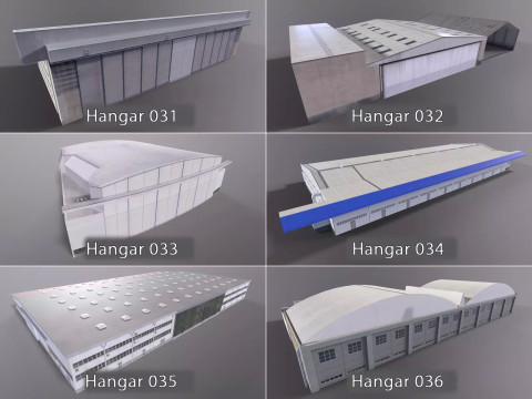 Background Hangars Pack With LODs Model 3D