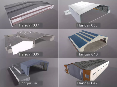Background Hangars Pack With LODs Model 3D