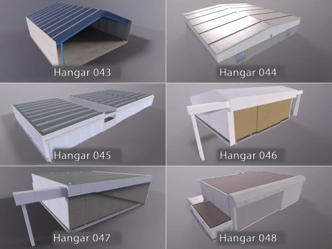 Background Hangars Pack With LODs Model 3D