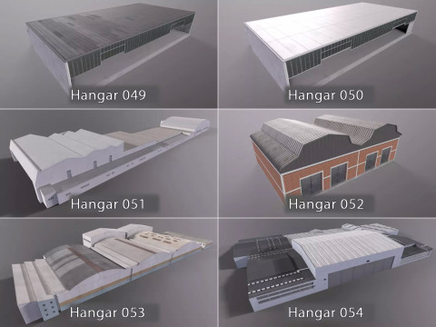 Background Hangars Pack With LODs Model 3D