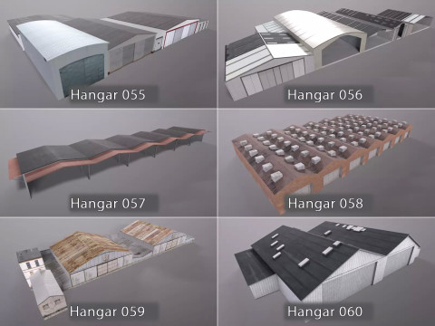 Background Hangars Pack With LODs Model 3D