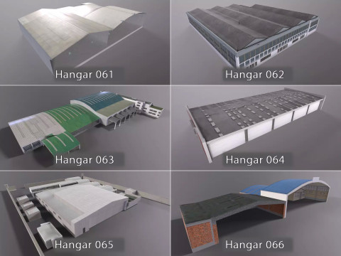Background Hangars Pack With LODs Model 3D