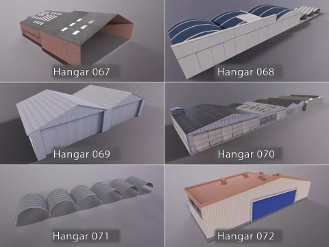 Background Hangars Pack With LODs Model 3D